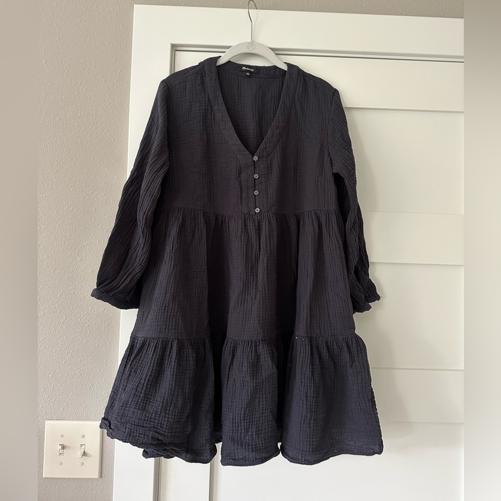 Madewell Light-spun V-Neck Tiered Dress